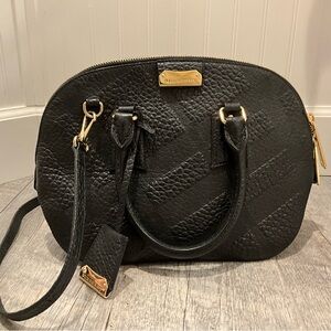 Authentic Burberry Orchard Heritage Grained Medium Leather Bag Black